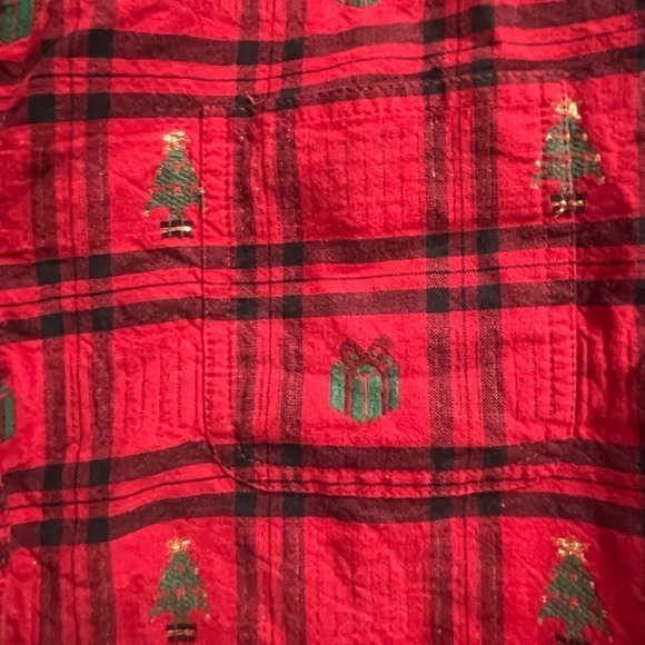Christmas Plaid Top Krazy Kat Vintage XL Trees Presents Grabdma Cottage - Picture 2 of 3